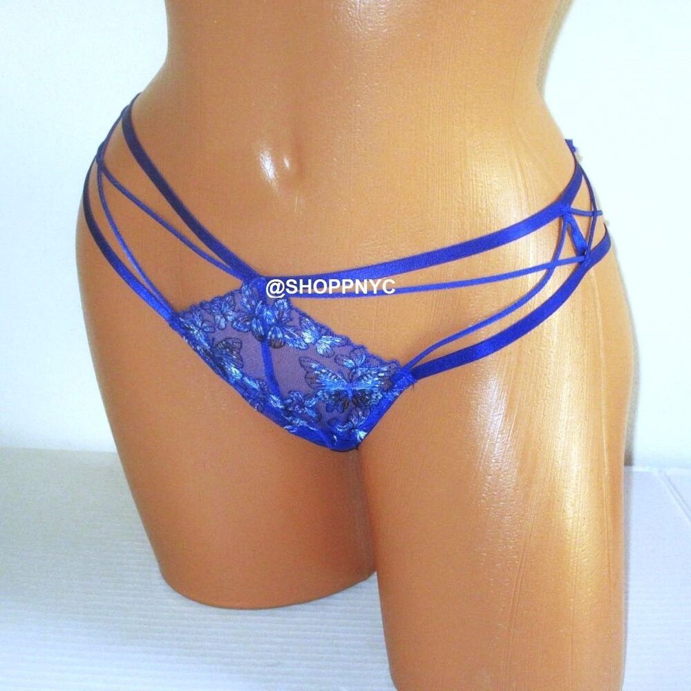 VICTORIA SECRET Very Sexy Strappy Cheeky Panty Embroidered Butterfly M L XL $39